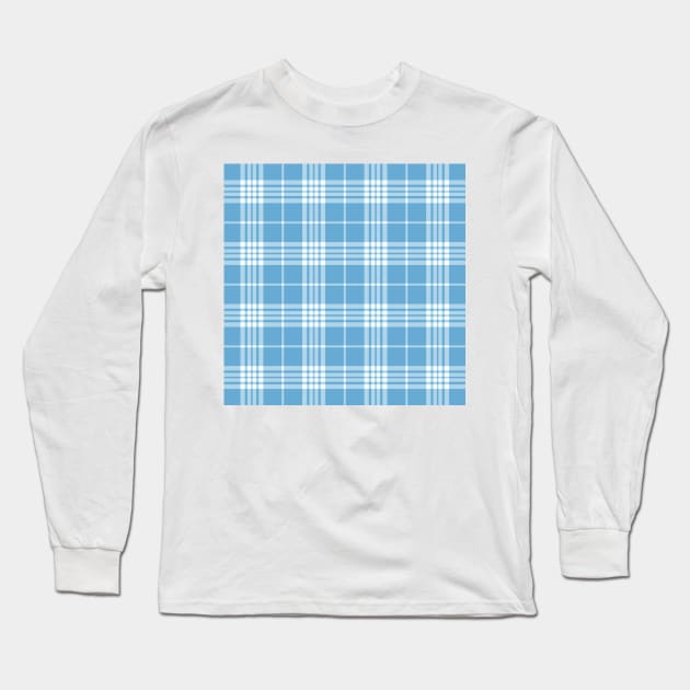 Blue and White Tartan Plaid Pattern Long Sleeve T-Shirt by teezeedy